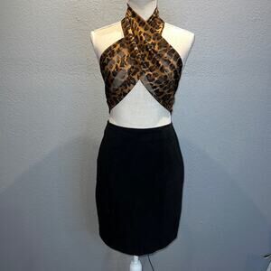 CHIA Vintage Black Suede Skirt - Size 8